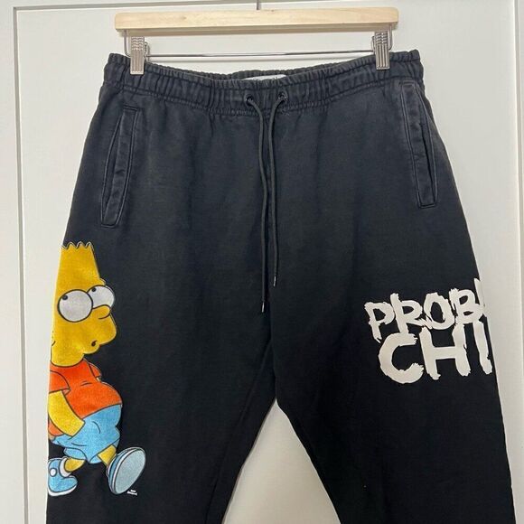 The Simpsons Youth Joggers Sweatpants Size XL Black Bart Problem Child Cotton - Picture 2 of 14